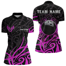 Load image into Gallery viewer, Black and Pink Camo Bowling Polo, Quarter Zip Shirt For Women Custom Team Bowling Jersey bowler outfit NQS9035