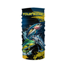 Load image into Gallery viewer, Blue and Yellow Camo Mahi Mahi ( Dorado), Wahoo, Tuna fishing custom saltwater fishing jerseys NQS9036