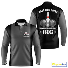 Load image into Gallery viewer, Funny Bowling shirts for Men Custom vintage grey and black Does this shirt make my balls look big NQS9267