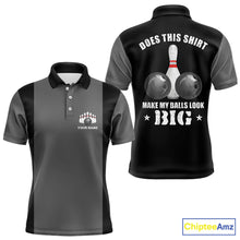 Load image into Gallery viewer, Funny Bowling shirts for Men Custom vintage grey and black Does this shirt make my balls look big NQS9267