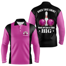 Load image into Gallery viewer, Funny Bowling shirts for Men Custom vintage pink and black Does this shirt make my balls look big NQS9268