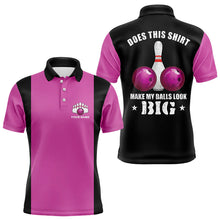 Load image into Gallery viewer, Funny Bowling shirts for Men Custom vintage pink and black Does this shirt make my balls look big NQS9268