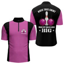 Load image into Gallery viewer, Funny Bowling shirts for Men Custom vintage pink and black Does this shirt make my balls look big NQS9268
