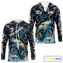 Load image into Gallery viewer, Custom Tuna Fishing Camo Long Sleeve Fishing Shirts, Personalized Tuna Fishing Team Jerseys NQS11329