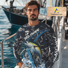 Load image into Gallery viewer, Custom Tuna Fishing Camo Long Sleeve Fishing Shirts, Personalized Tuna Fishing Team Jerseys NQS11329
