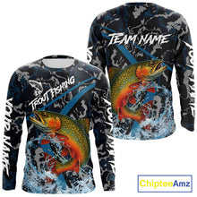 Load image into Gallery viewer, Custom Brook Trout Fishing Camo Long Sleeve Fishing Shirts, Personalized Trout Fishing Team Jerseys NQS11331