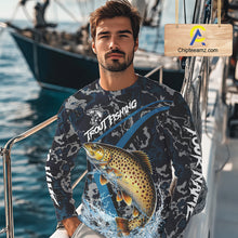 Load image into Gallery viewer, Custom Brown Trout Fishing Camo Long Sleeve Fishing Shirts, Personalized Trout Fishing Team Jerseys NQS11333