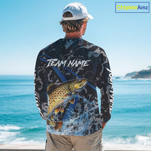 Load image into Gallery viewer, Custom Brown Trout Fishing Camo Long Sleeve Fishing Shirts, Personalized Trout Fishing Team Jerseys NQS11333