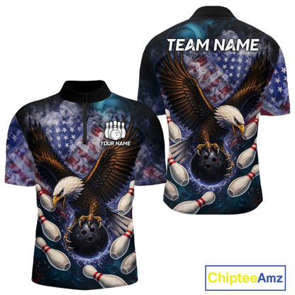 Smoke American Flag Eagle Bowling shirts For Men Custom patriotic Eagle bowling uniforms Team Jerseys NQS11540