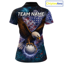 Load image into Gallery viewer, Smoke American Flag Eagle Women golf polo shirt Custom patriotic golf outfit ladies, unique golf gift NQS11541
