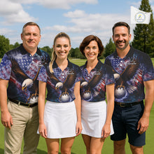 Load image into Gallery viewer, Smoke American Flag Eagle Women golf polo shirt Custom patriotic golf outfit ladies, unique golf gift NQS11541