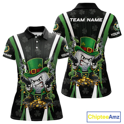 Funny St Patrick cowboy golf ball gunner black green Women golf polo shirts Custom ladies golf outfit NQS11542