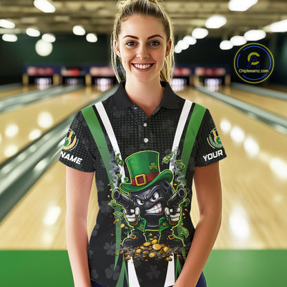 Funny St Patrick cowboy gunner Bowling Polo, 1/4 zip shirts For Women Custom Team Bowling Jerseys NQS11543