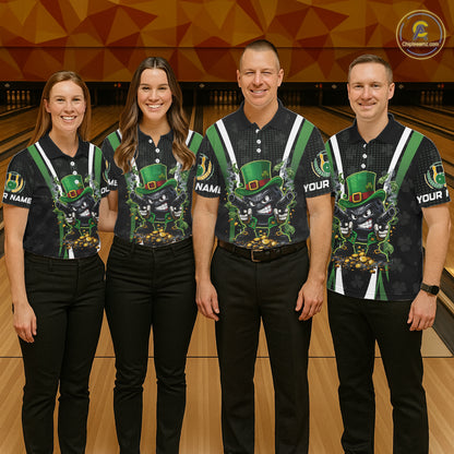 Funny St Patrick cowboy gunner Bowling Polo, 1/4 zip shirts For Women Custom Team Bowling Jerseys NQS11543