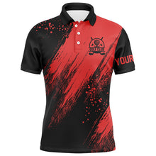 Load image into Gallery viewer, Black and red Mens golf polo shirts custom golfing gifts, best mens golf tops NQS7346