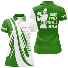Load image into Gallery viewer, Green and white Women golf polo shirts custom swing swear look for ball repeat golf shirt for ladies NQS7921