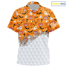 Load image into Gallery viewer, Personalized funny orange Halloween pattern Kid golf polo shirts best Kid golf wears NQS10314