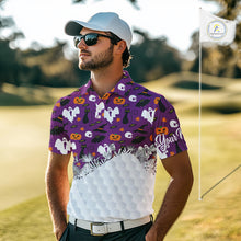 Load image into Gallery viewer, Personalized funny purple Halloween pattern mens golf polo shirts best mens golf wears NQS10315