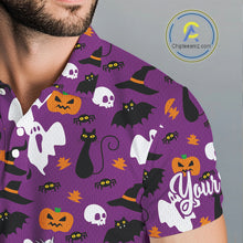 Load image into Gallery viewer, Personalized funny purple Halloween pattern mens golf polo shirts best mens golf wears NQS10315
