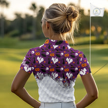 Load image into Gallery viewer, Personalized funny purple Halloween pattern Women golf polo shirts best ladies golf wears NQS10315