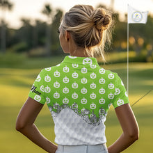Load image into Gallery viewer, Personalized funny green pumpkin Halloween pattern Women golf polo shirts best ladies golf wears NQS10316