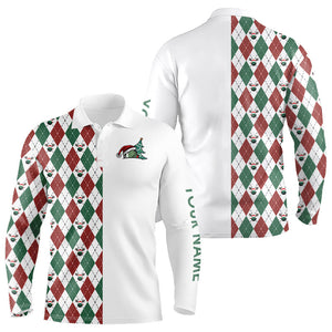 Christmas Mens golf polo shirts custom red, white, green argyle pattern golf gifts NQS9038