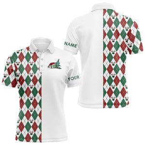 Christmas Mens golf polo shirts custom red, white, green argyle pattern golf gifts NQS9038