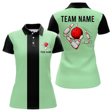 Load image into Gallery viewer, Personalized Mint Green and Black Retro Bowling Shirts For Women custom vintage bowling team jerseys NQS9045