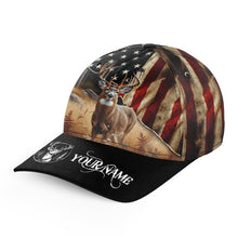 Load image into Gallery viewer, Deer hunting American flag patriotic Custom hunting hat, deer camo hat Hunting Baseball hat hunt cap NQS2898