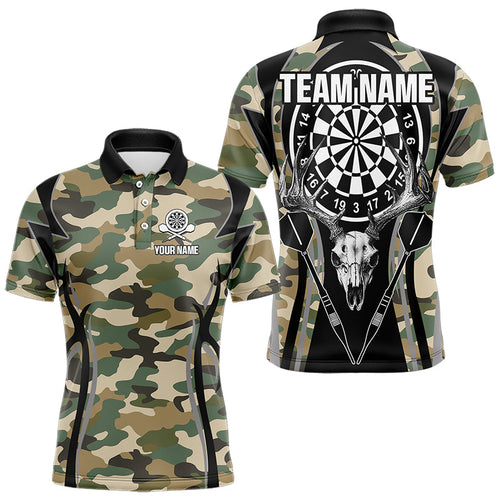 Deer Skull Darts Board Camo Darts Polo, Quarter zip Shirts For Men Custom Team Darts Jersey NQS9444