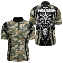 Load image into Gallery viewer, Deer Skull Darts Board Camo Darts Polo, Quarter zip Shirts For Men Custom Team Darts Jersey NQS9444