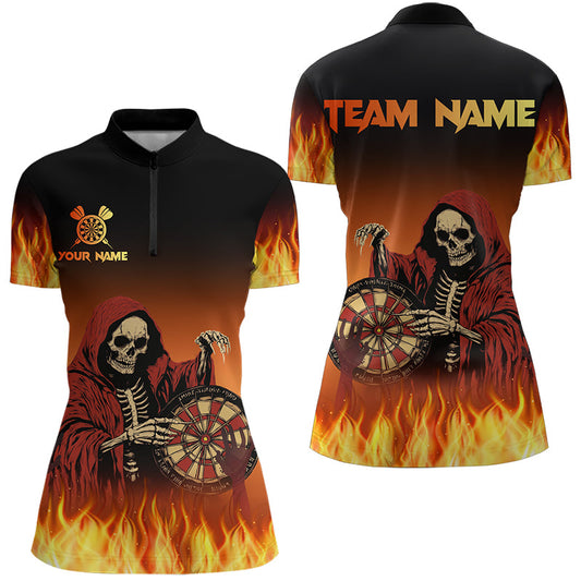 Flame Skull Reaper Darts Shirts For Women Custom Team Darts Jersey Outfit NQS9447
