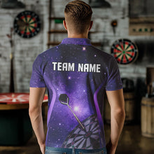 Load image into Gallery viewer, Purple galaxy space pattern Darts Polo, Quarter zip Shirts For Men Custom Team Darts Jersey Outfit NQS9448