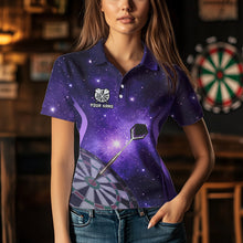 Load image into Gallery viewer, Purple galaxy space Darts Shirts For Women Custom Team Darts Jersey NQS9448