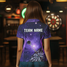 Load image into Gallery viewer, Purple galaxy space Darts Shirts For Women Custom Team Darts Jersey NQS9448