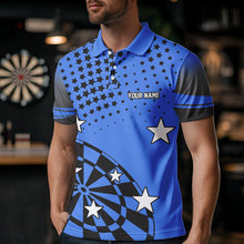 Load image into Gallery viewer, Stars Darts Polo, Quarter Zip Shirt For Men Custom Dart Team Jerseys | Blue NQS9777