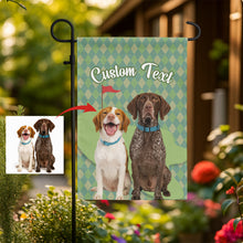 Load image into Gallery viewer, Custom text and pet photo green argyle pattern golf Garden Flag, Personalized Golfing Gift NQS9905