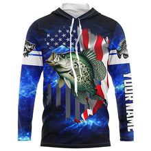 Load image into Gallery viewer, Crappie Fishing 3D American Flag patriotic blue galaxy Custom Crappie long sleeve Fishing Shirts NQS7936