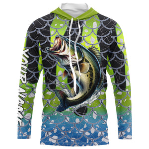 Largemouth Bass Fishing scales customize name performance UV protection long sleeves fishing shirt NQS643