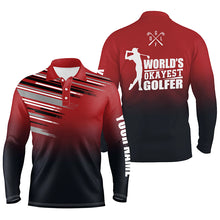 Load image into Gallery viewer, Red Mens golf polo shirt custom name world's okayest golfer team mens golf tops, golfing gifts for men NQS6023