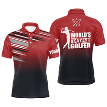 Load image into Gallery viewer, Red Mens golf polo shirt custom name world's okayest golfer team mens golf tops, golfing gifts for men NQS6023