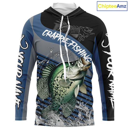 Crappie fishing Custom UV protection fishing long sleeve shirt, Crappie Fishing jerseys | Blue NQS8365