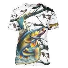 Load image into Gallery viewer, Ice fishing walleye winter camo custom long sleeve fishing shirts, walleye jerseys NQS3992