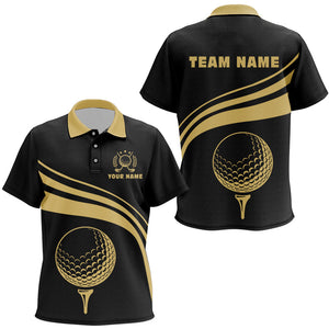 Personalized polo golf shirts for Kid, custom gold Kid golf shirts team golf jersey | Black NQS8806