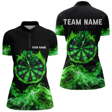 Load image into Gallery viewer, Green Flame Smoke Lucky Women Darts Shirts Custom St Patrick Day Team Darts Outfit NQS9452