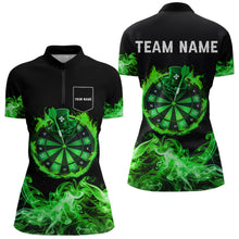 Load image into Gallery viewer, Green Flame Smoke Lucky Women Darts Shirts Custom St Patrick Day Team Darts Outfit NQS9452