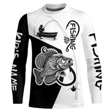 Load image into Gallery viewer, Black and White Crappie Fishing Custom Name UV Protection Fishing Apparel, Crappie Fishing Jerseys NQS334