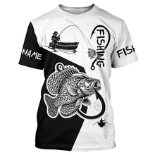 Load image into Gallery viewer, Black and White Crappie Fishing Custom Name UV Protection Fishing Apparel, Crappie Fishing Jerseys NQS334