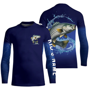 Striped Bass Fishing Blue lightning Custom Long sleeve fishing shirts, striper fishing jerseys NQS326