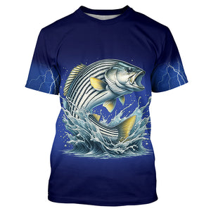 Funny Striped Bass Fishing blue lightning 3D All Over printed Shirts NQS327